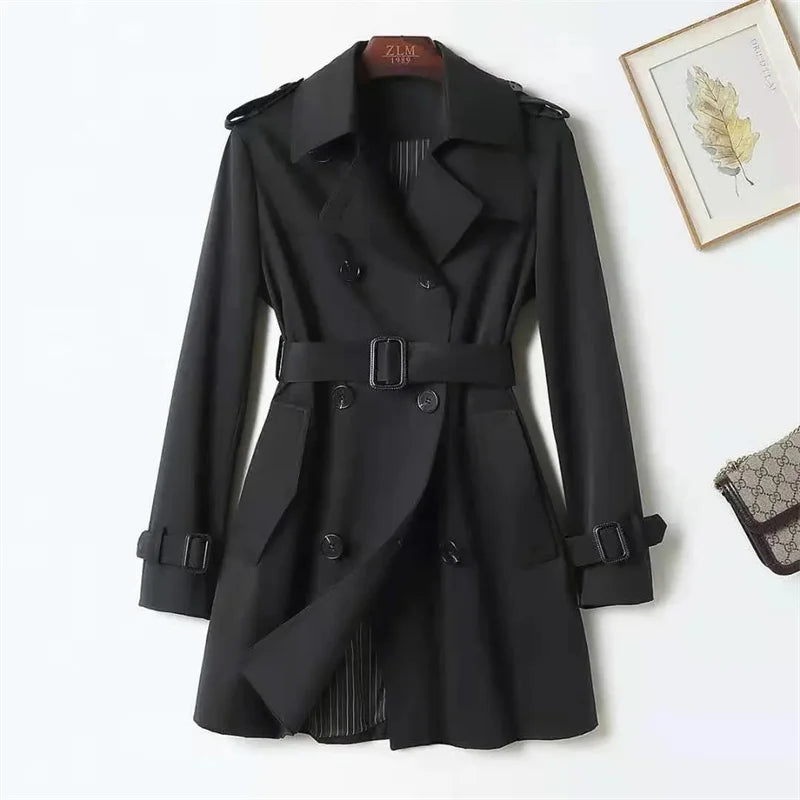 Trench coat para mulheres duplo breasted britânico trench coats e jaquetas feminino 2024 roupas de inverno feminino gravata cintura casaco longo feminino