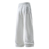 Calça de perna larga moda causal respirável moletom masculino outono versátil elástico cintura alta cordão solto calças retas