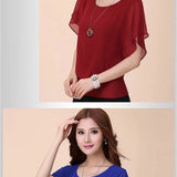 Blusas de chiffon femininas casuais manga curta batwing o pescoço moda coreana viajando elegante senhoras respirável macio elegante verão