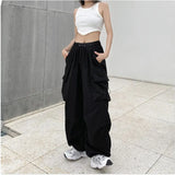2025 mulheres casuais joggers calças de tecnologia sólida calças de cintura baixa cordão perna larga calças largas y2k streetwear oversize sweatpants