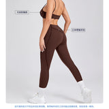 Yoga esportes conjuntos de fitness cintura alta hip-lifting calças abertas volta sutiã terno casual correndo treino ginásio leggings sexy conjuntos femininos