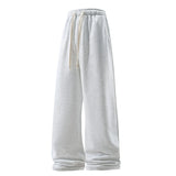 Calça de perna larga moda causal respirável moletom masculino outono versátil elástico cintura alta cordão solto calças retas