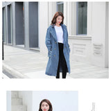 Trench denim casaco feminino casacos longos rendas até cinto de cintura alta turn down collar maxi jaquetas y2k único breasted elegante outono