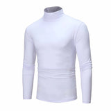 Camiseta básica de gola alta masculina, slim fit, gola alta, tops finos, moda casual, primavera, outono, primavera