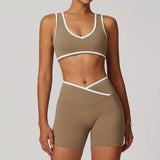 Conjunto de yoga 2 peças roupas de treino de fitness roupas esportivas ginásio treino cintura alta leggings sutiã esportivo atlético wear roupas femininas