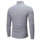 Camiseta básica de gola alta masculina, slim fit, gola alta, tops finos, moda casual, primavera, outono, primavera