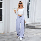 Calças Jogger Femininas Retas, Modernas, Esportivas, para Corrida e Yoga, Casuais com Bolsos, Soltas, de Cintura Baixa e Perna Larga