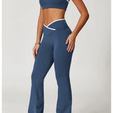 Conjunto de yoga 2 peças roupas de treino feminino agasalho roupas de ginástica cintura alta bell-bottoms sexy fitness bta terno esportivo