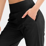 Calças Jogger Femininas Soltas de Secagem Rápida para Yoga com Bolso, Calças Casuais para Corrida e Treino Fitness