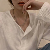 Camisetas femininas de manga comprida, tops de algodão minimalistas, ajuste relaxado, tecido elástico de grandes dimensões, confortável, macio, diário, outono retrô