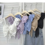 Top curto com babados para as mulheres, sexy, elegante, simples, streetwear, vintage, férias de verão, casual, jovem, estética, todos os jogos, ulzzang, novo