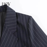 Bsay blazers para mulheres moda outono inverno solto listras finas manga longa ternos trespassado jaqueta chique feminino terno casaco
