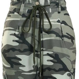 Calças de carga para mulheres camuflagem impressão cordão bolso design calça 2024 primavera casual cintura alta diário algemado calças compridas