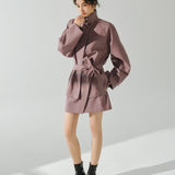 Trench coat de grandes dimensões feminino outono solto ajuste jaqueta cintura-empregando manga raglan outerwear casual casaco elegante roupa diária