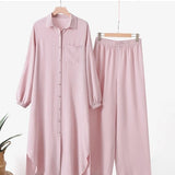 Vestido muçulmano casual para mulheres, camisa de manga comprida e roupas de bebê, vestidos abotoados, árabe saudita, Dubai, outono, conjunto de 2 peças, 2023