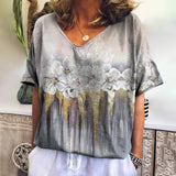 Camiseta feminina de grandes dimensões verão moda desenhada impressa casual manga curta pulôver confortável plus size camiseta roupa da moda