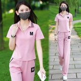 Conjunto de roupas esportivas casuais para verão feminino, calças largas, celebridade da moda na internet, moda nova, 2 peças