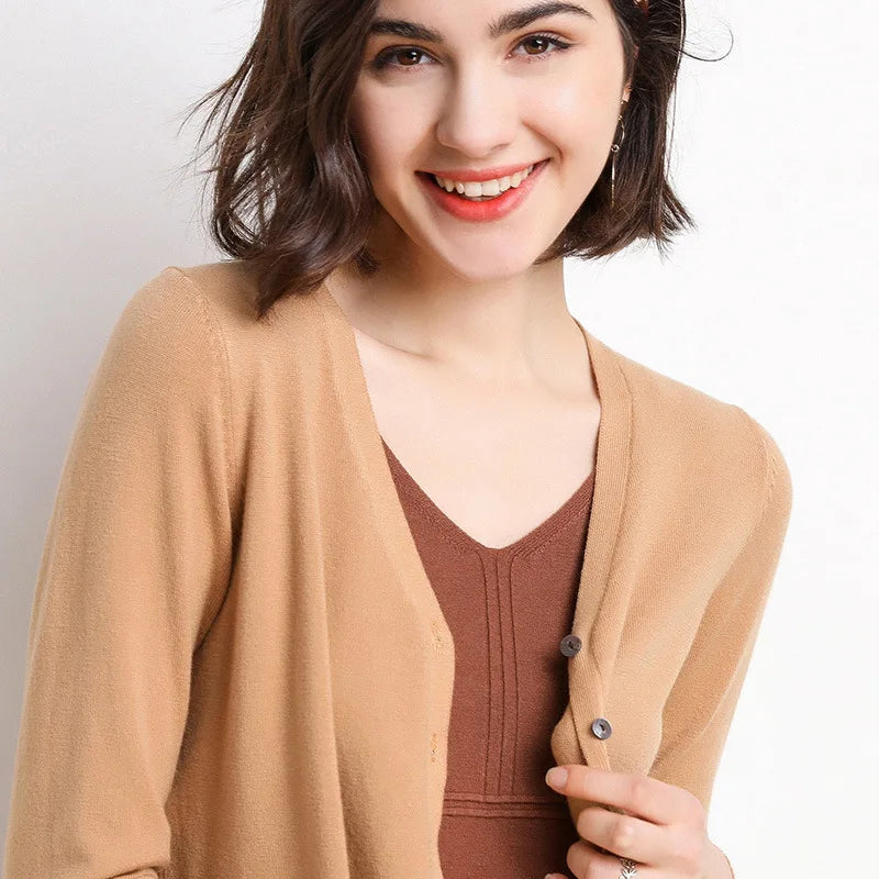 Cardigans femininos 2025 primavera outono malhas moda coreana cardigan estilo curto topos com decote em v malha outerwears suéteres sólidos