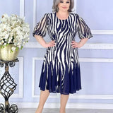 Vestido casual vestidos 2025 mulher estilo simples vestido roupas femininas all-match temperamento elegante solto quarto manga impressa