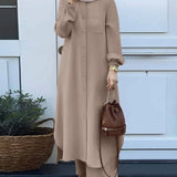 Vestido muçulmano casual para mulheres, camisa de manga comprida e roupas de bebê, vestidos abotoados, árabe saudita, Dubai, outono, conjunto de 2 peças, 2023