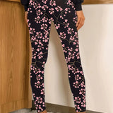 Leggings Elegantes e Modernas com Estampa Floral para Mulheres, Calças Longas Básicas Estilosas para Mulheres