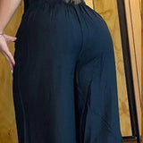 Calças femininas de cintura alta perna larga moda sólida escritório feminino casual queimado calças para mulheres verão novo elegante calças pretas