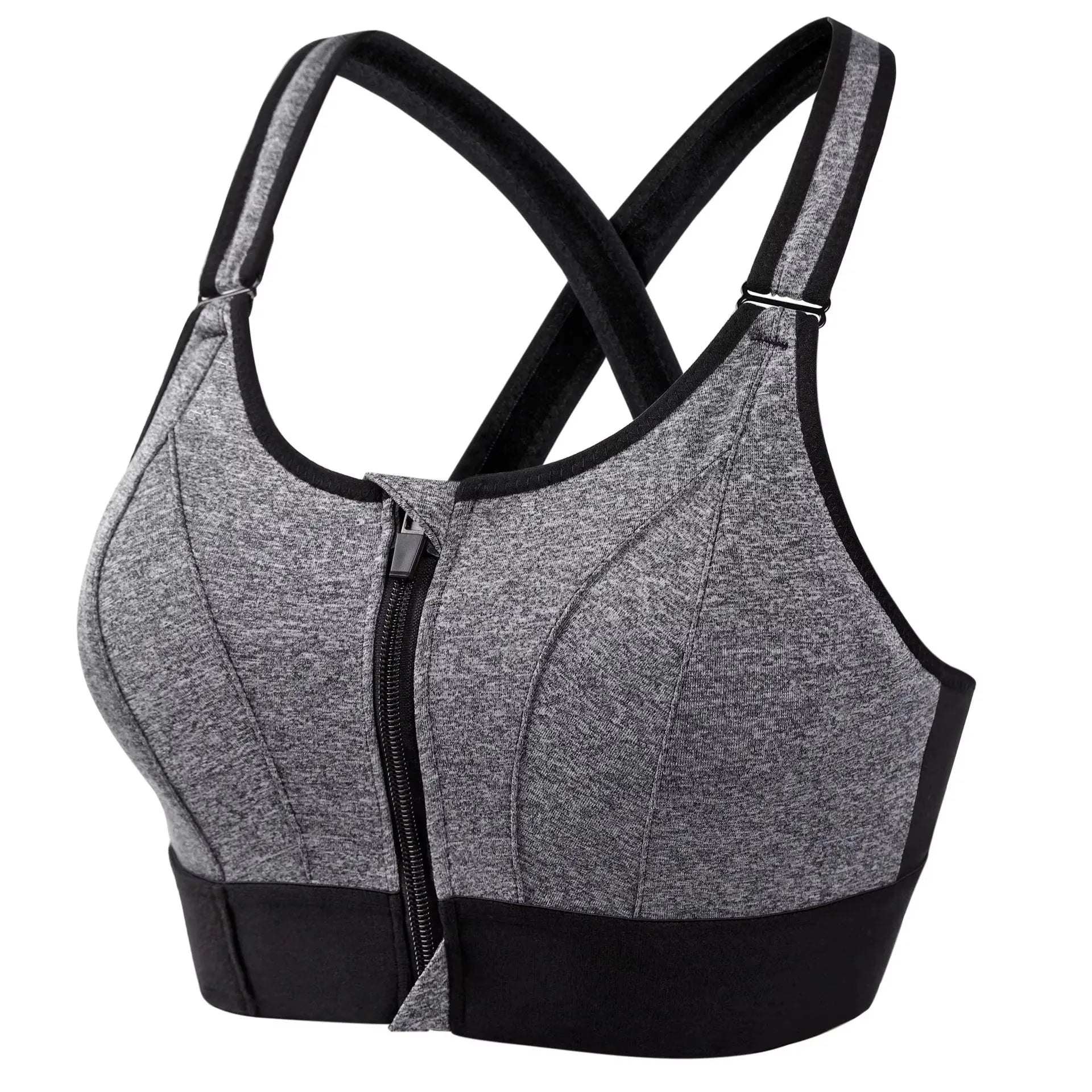 Sutiãs esportivos para mulheres zíper frontal alça ajustável à prova de choque elástico fitness atlético sutiã fino yoga colheita topo