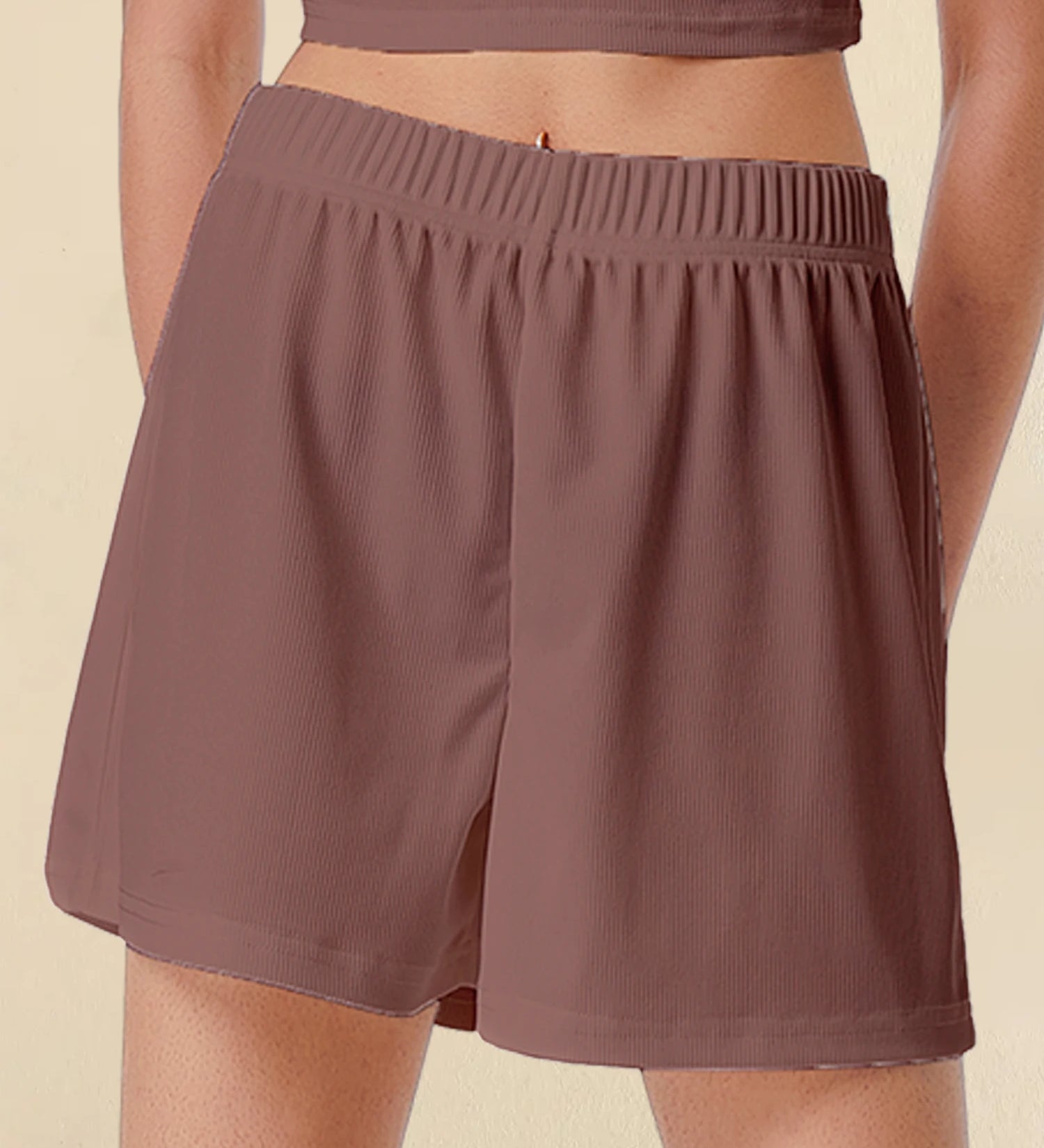 Shorts casuais com cintura elástica para mulheres, confortável, respirável, cor sólida, esportes, calças de cinco quartos, verão, novo, 2022