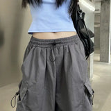 2025 mulheres casuais joggers calças de tecnologia sólida calças de cintura baixa cordão perna larga calças largas y2k streetwear oversize sweatpants