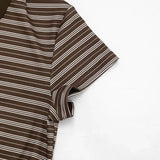 Camisetas Casuais com Estampa Listrada para Mulheres, Moda de Verão, Camiseta de Manga Curta com Gola, Look de Streetwear Feminino para Férias na Praia