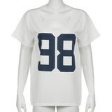 Camisetas de grandes dimensões para mulheres streetwear manga curta y2k topo tshirt personagem impressão grunge roupas ropa de mujer