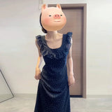 Vestidos finos franceses sem mangas para mulheres, doce vestido elegante para senhoras, moda francesa casual, novo para mulheres, verão