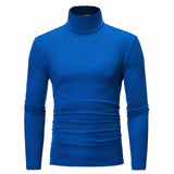 Camiseta básica de gola alta masculina, slim fit, gola alta, tops finos, moda casual, primavera, outono, primavera