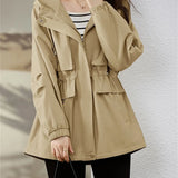 Trench coat feminino 2025 nova primavera outono roupas com capuz blusão jaqueta feminina outerwear topos fino coringa casual estudante casacos