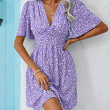 Casual férias solto vestidos curtos para as mulheres 2024 moda verão feminino floral impressão a linha vestido elegante vintage vestido feminino
