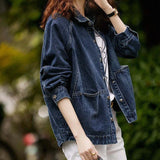 Jaqueta jeans para mulheres primavera outono outerwear mulher jean casaco liso azul 2025 modelos tendência vintage à venda recém chegados em