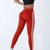 Leggings de yoga mulheres listrado magro calças esportivas cintura alta hip levantamento casul collants treino correndo elástico ginásio leggings