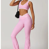 Conjunto de yoga 2 peças roupas de treino de fitness roupas esportivas ginásio treino cintura alta leggings sutiã esportivo atlético wear roupas femininas