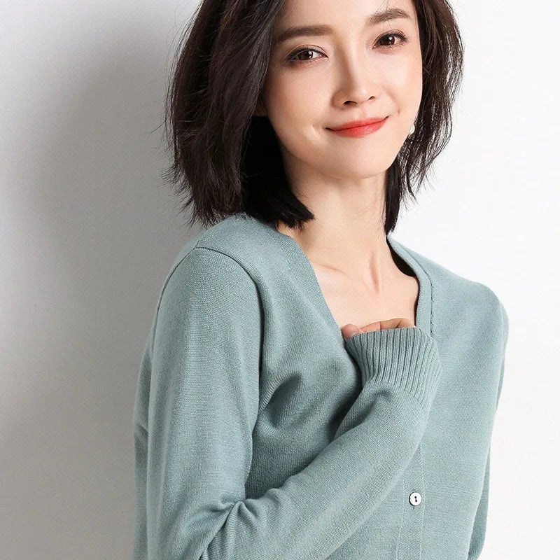 Cardigans femininos 2025 primavera outono malhas moda coreana cardigan estilo curto topos com decote em v malha outerwears suéteres sólidos