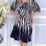 Vestido casual vestidos 2025 mulher estilo simples vestido roupas femininas all-match temperamento elegante solto quarto manga impressa