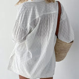 Casual solto feminino curto conjunto de duas peças terno moda blusa manga longa camisa senhora estilo simples shorts streetwear blusa topos