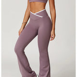 Conjunto de yoga 2 peças roupas de treino feminino agasalho roupas de ginástica cintura alta bell-bottoms sexy fitness bta terno esportivo