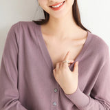 Cardigans femininos 2025 primavera outono malhas moda coreana cardigan estilo curto topos com decote em v malha outerwears suéteres sólidos