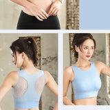 Rápida secagem malha Racerback Sports Bra para mulheres, sem costura, acolchoado, ioga, treino, Activewear