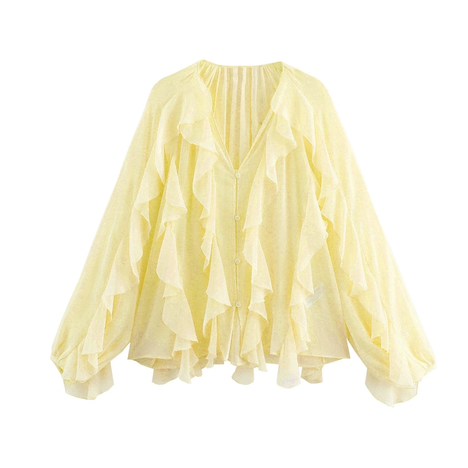 Chiffon t camisa babados blusas mangas compridas topo fino cor sólida estilo simples all-match casual vintage temperamento deslocamento