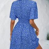 Casual férias solto vestidos curtos para as mulheres 2024 moda verão feminino floral impressão a linha vestido elegante vintage vestido feminino
