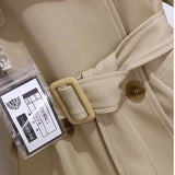 Sobretudo Feminino com Gola de Terno, Novo 2026, Primavera Outono, Jaqueta Longa Feminina, Cintura Ajustada, Estilo Elegante, Corta-vento Popular