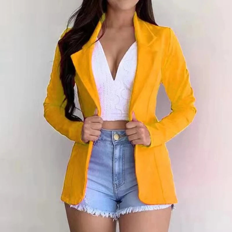 Blazer feminino 2024 formal blazer feminino conjunto de trabalho de escritório bolso jaqueta casaco solto roupas femininas
