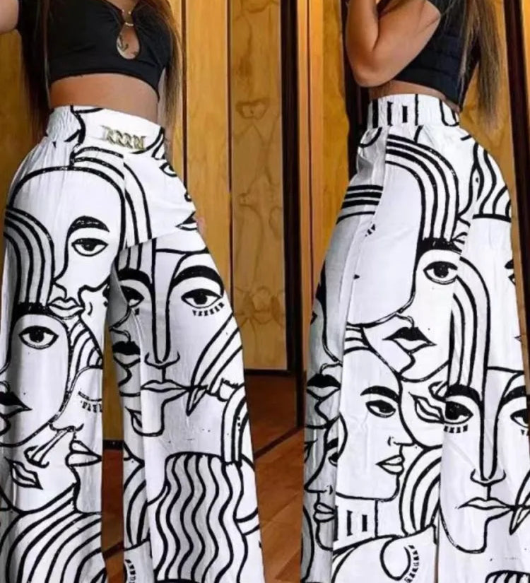Calças femininas de cintura alta perna larga moda sólida escritório feminino casual queimado calças para mulheres verão novo elegante calças pretas