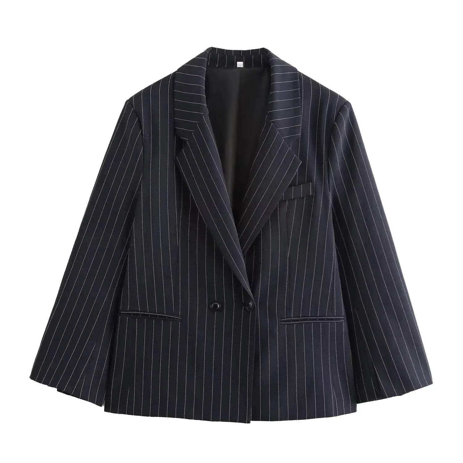 Bsay blazers para mulheres moda outono inverno solto listras finas manga longa ternos trespassado jaqueta chique feminino terno casaco